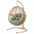 Hängesessel 105 x 105 x 195 cm Geflecht Beige Grün mit Metallgestell für Garten
