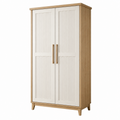 Kleiderschrank 90 x 55 x 190 cm Holzwerkstoff Naturweiß mit 2 Türen im Landhausstil