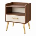 Nachttisch 45 x 40 x 65 cm Holzwerkstoff Braun Creme mit Schublade im Retro-Stil