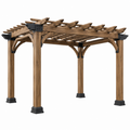 Holzpergola 400 x 300 x 250 cm Braun mit schwarzen Metallbeschlägen für Garten und Terrasse