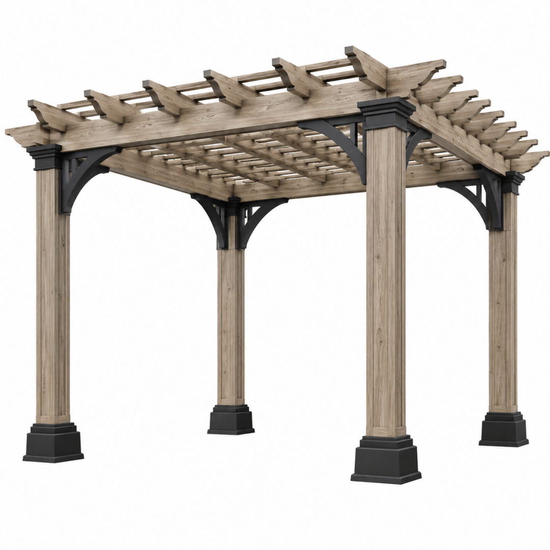 Pergola 300 x 300 x 250 cm Holz Natur Schwarz Garten Rankhilfe