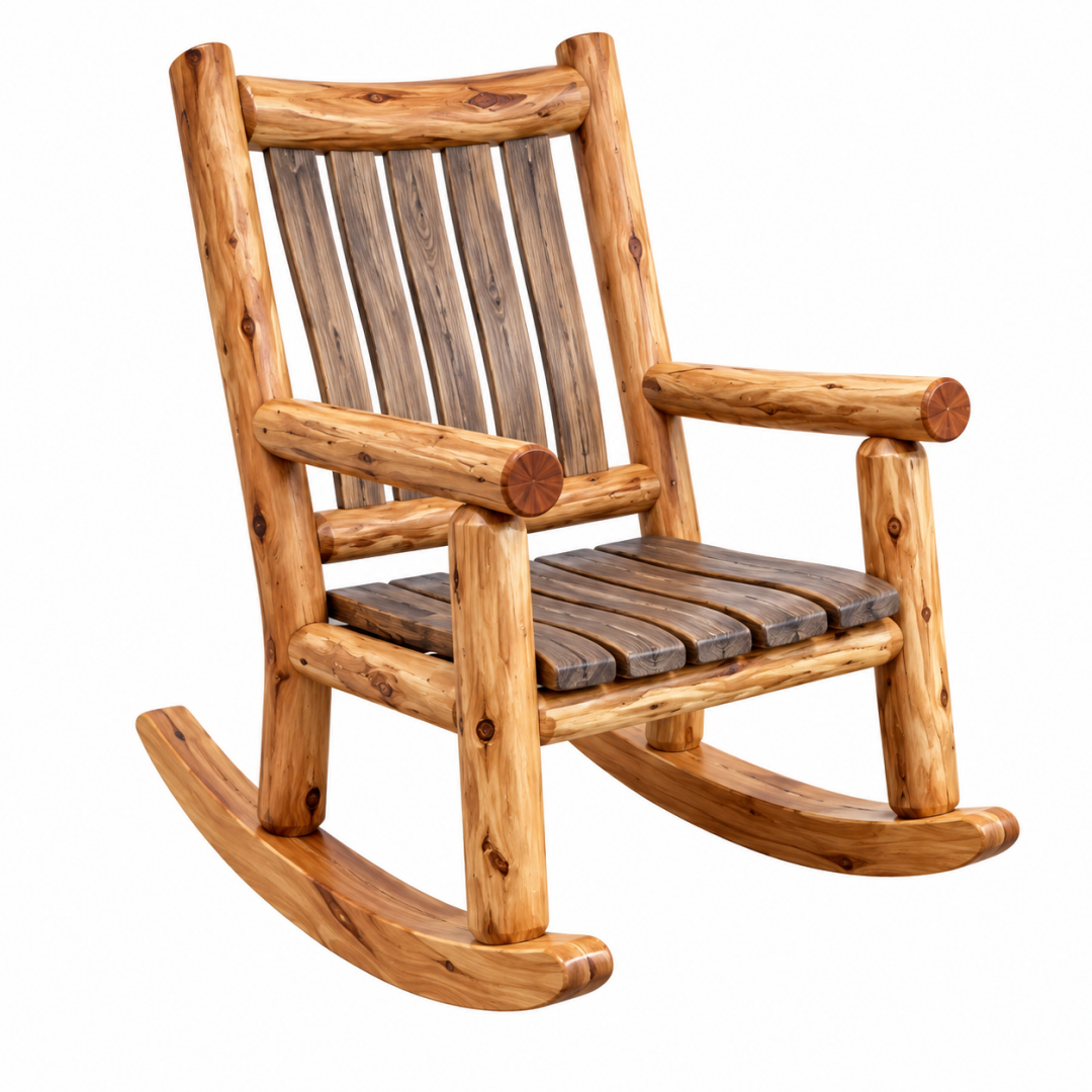 Schaukelstuhl 80 x 95 x 110 cm aus Holz naturbraun rustikal